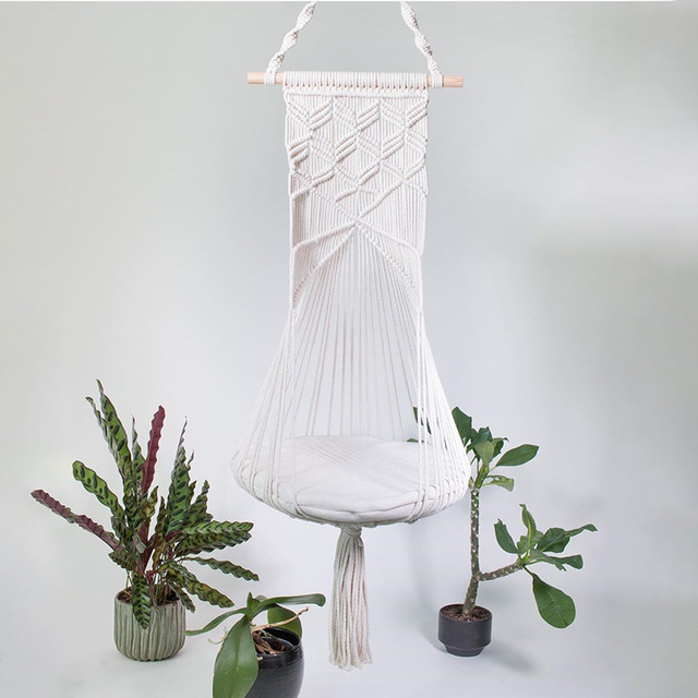 Bohemian Cat Swing Pet Bed with Handmade Lace Design